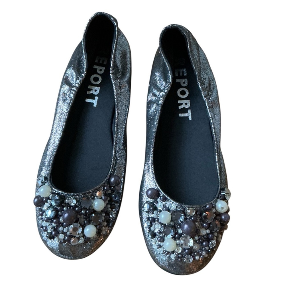 Report LEM Embellished Jewel Metallic Finish  Ballerina Flats in Gray Size 5.5